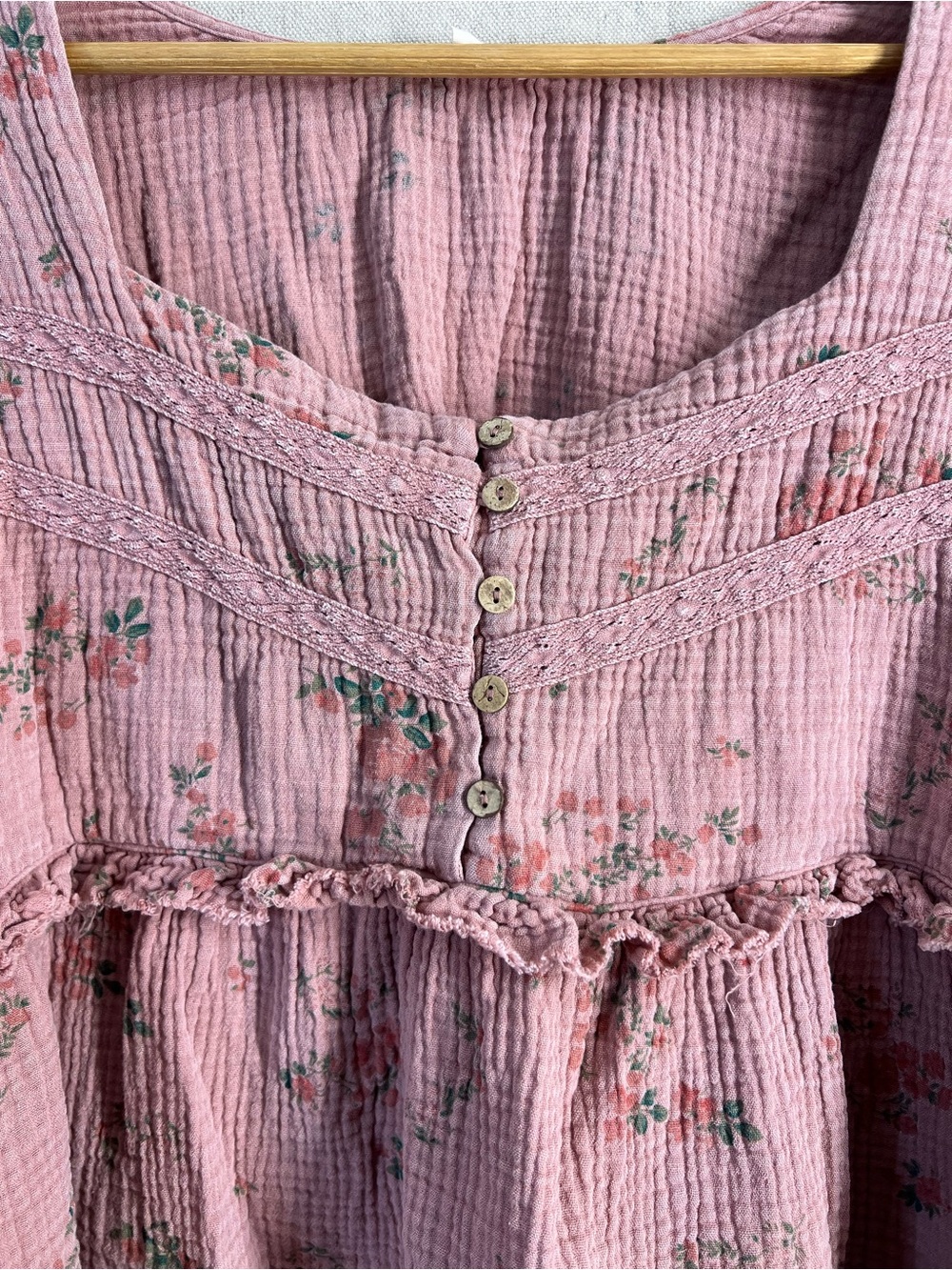 easel Mauve Pink Floral Babydoll Mini Dress - Picture 4 of 6